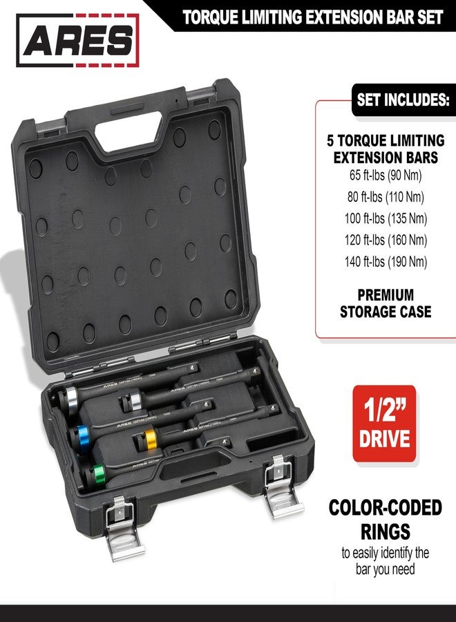 آريس ARES 70367 - مجموعة قضبان تمديد لتحديد عزم الدوران - قضبان من الكروم والموليبدينوم، مقاس 1/2 بوصة، طول 8 بوصات، مقاومة للصدمات - خاصية المرونة تمنع الإفراط في الشد - مرمزة بالألوان لسهولة التمييز - Image 2